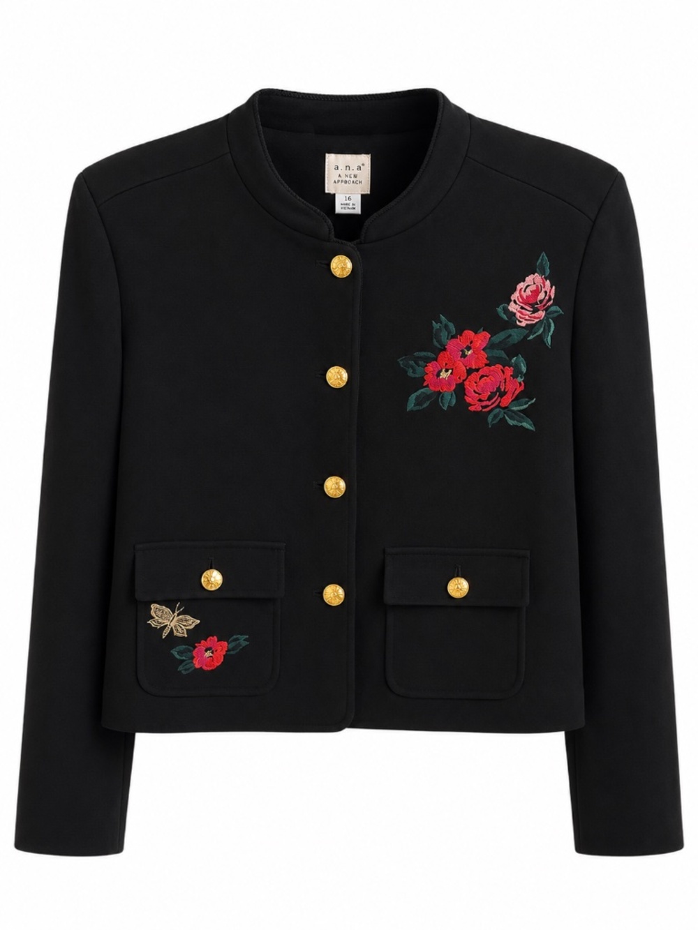 Womens Navy Blue Navy Jacket vintage nwt size 16 beautiful embroidery A NEW DAY